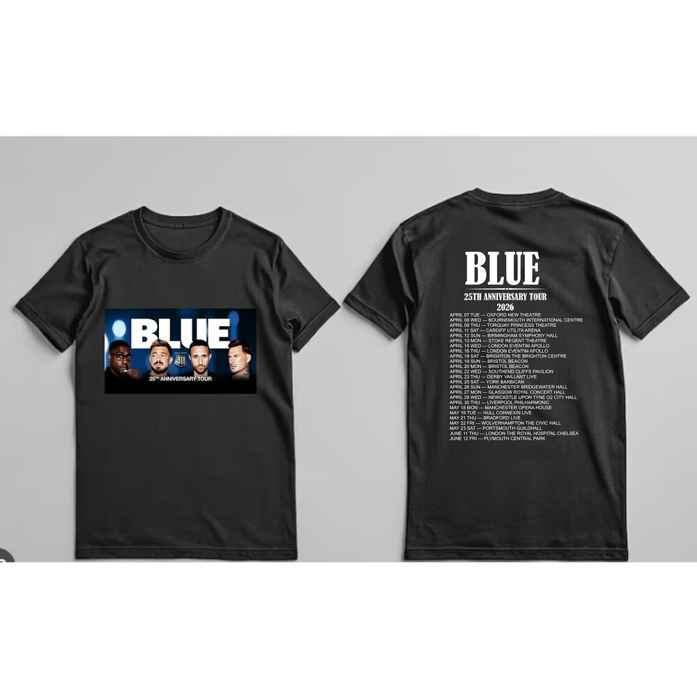 Blue 25th Anniversary Tour 2026 T-Shirt 2 Sided Black